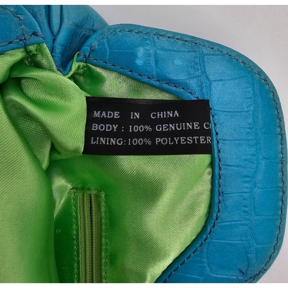 Maxx New York Blue Genuine Cow Embossed Leather Clutch - Picture 12 of 16